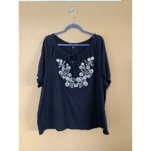 Tommy Hilfiger Women's Embroidered Blue Blouse Sz 1X